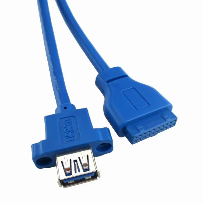 Однопортовый USB 3 0 гнездовой винт тип панели к материнской плате 20Pin кабель 60