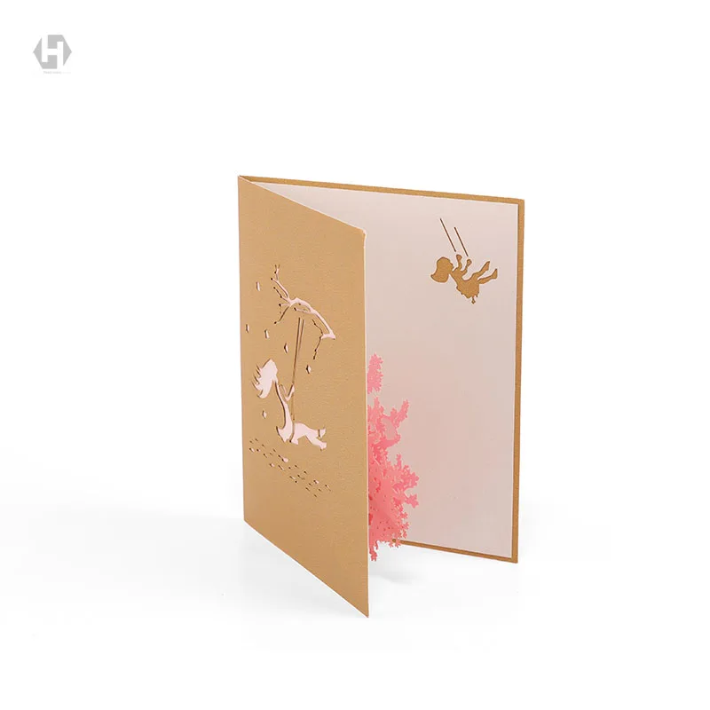 Качели девушка 3D всплывающие поздравление с днем рождения карты конвертом