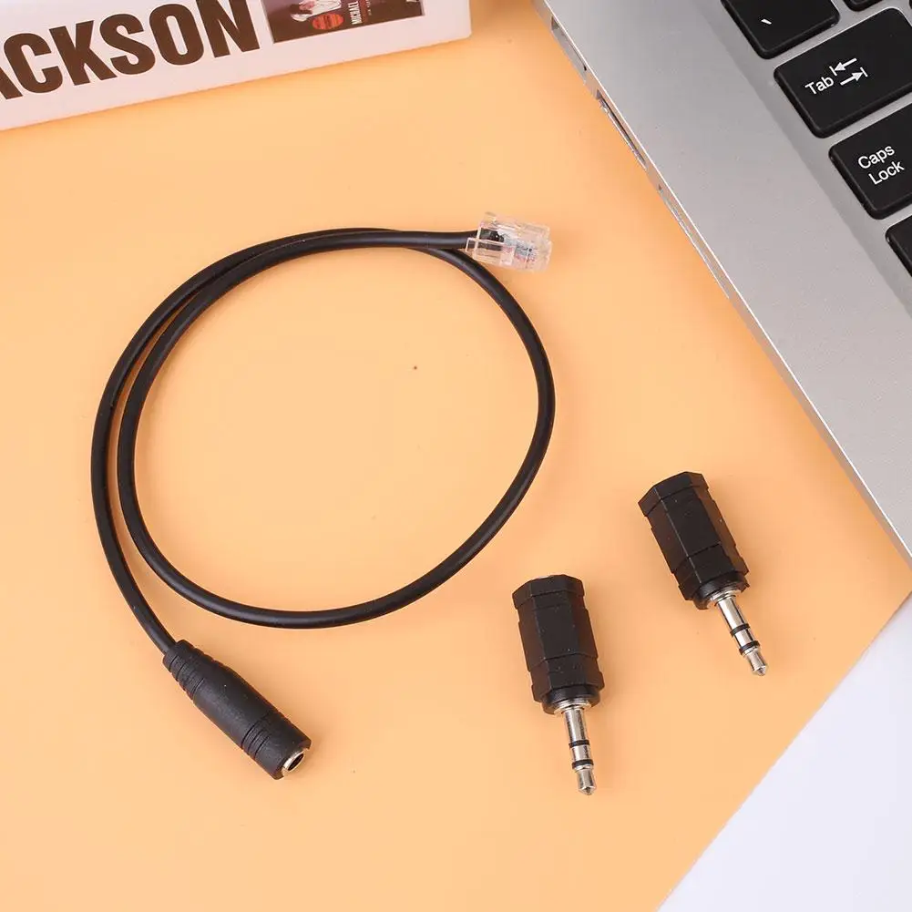 RJ9 to 3.5mm 2.5mm Jack Cable Adapter For Telephone Headset Earphone Black | Электроника