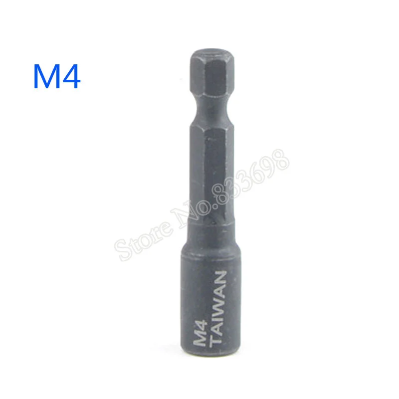 M4 Адаптер с шестигранным хвостовиком 1/4 '', квадратный драйвер M4, M5, M6, M8, M10, M12, M14, винтовой нарезной патрон для электросверла - Цвет: M4
