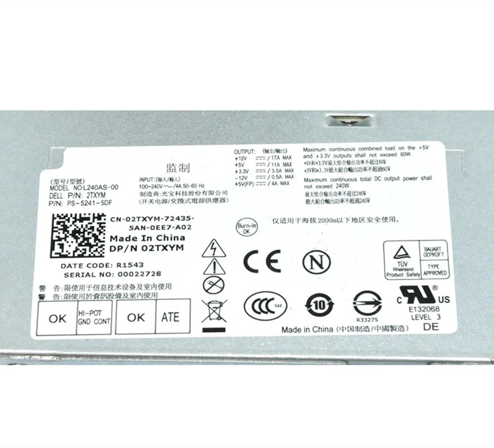 NEW Original Ac Adapter 240W 3WN11 Power Supply for Dell H240AS-00 2TXYM 709MT L240AS-00 H240ES-00 AC240AS-00 592JG | Компьютеры и