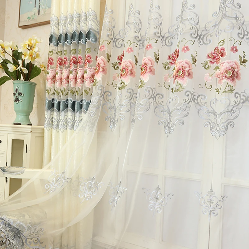 Европейские Роскошные полые растворимые вышивальные оконные шторы для гостиной