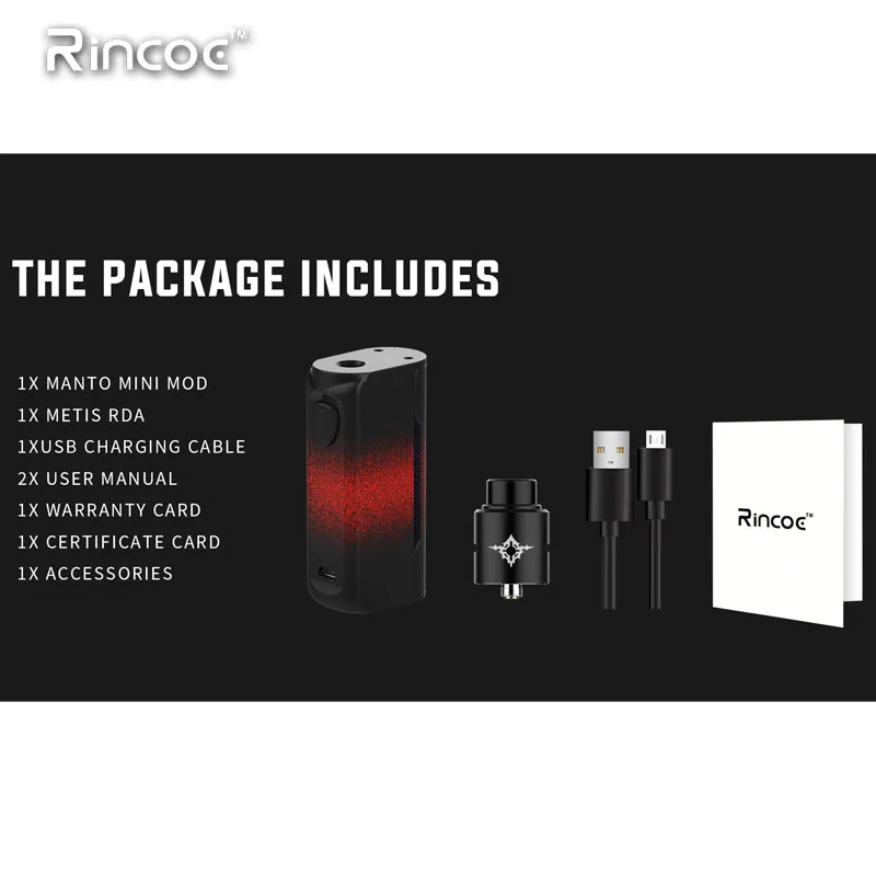 Оригинальный комплект Rincoe Manto Mini RDA 90 Вт одна батарея 18650 маленький размер полный