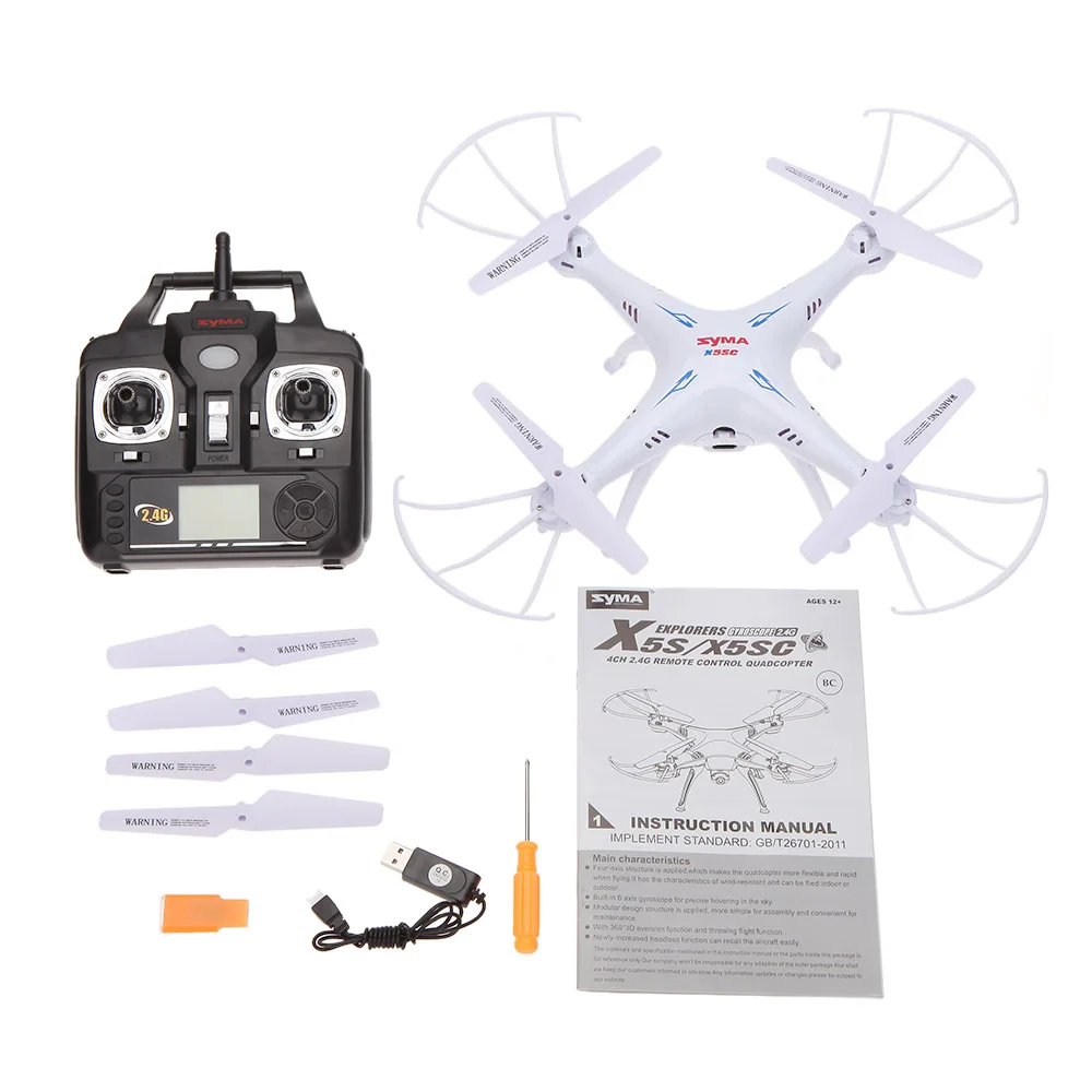 Белый Syma X5SC X5SC-1 4CH 2,4G 6-axis Gyro RC Quadcopter Drone с 2.0MP HD Камера - Цвет: Белый