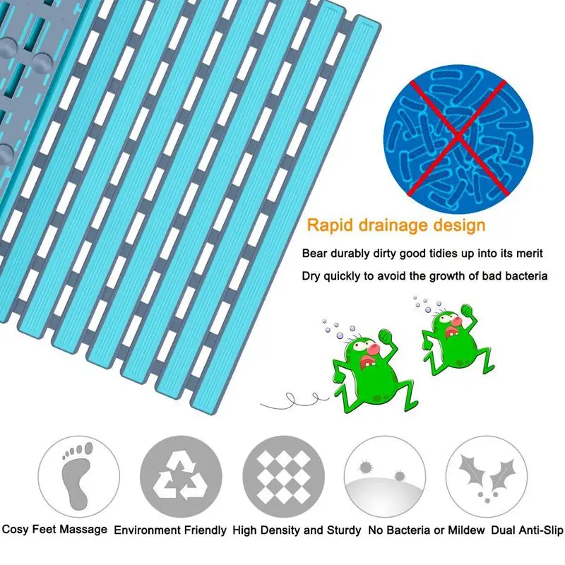Нескользящий коврик для ванной с присосками профессиональный Антибактериальный