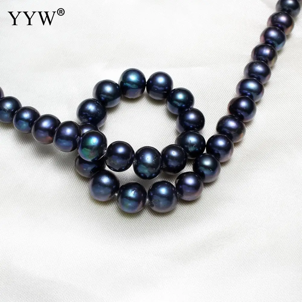 

10-11mm Natural Potato Black Freshwater Pearl Beads Strand 15.1" for DIY Women Elegant Necklace Bracelet Jewelry Making