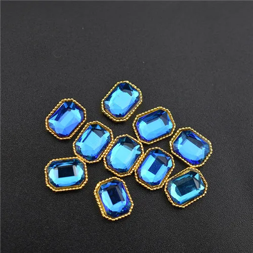 10Pcs-Square-Blue 10 шт. Топ 3D очаровательные Стразы для украшения ногтей, Кристальные стразы, алмазные камни, драгоценные камни, ювелирные изделия для ногтей, аксессуары, Новое поступление, сплав - Цвет: 10Pcs-Square-Blue