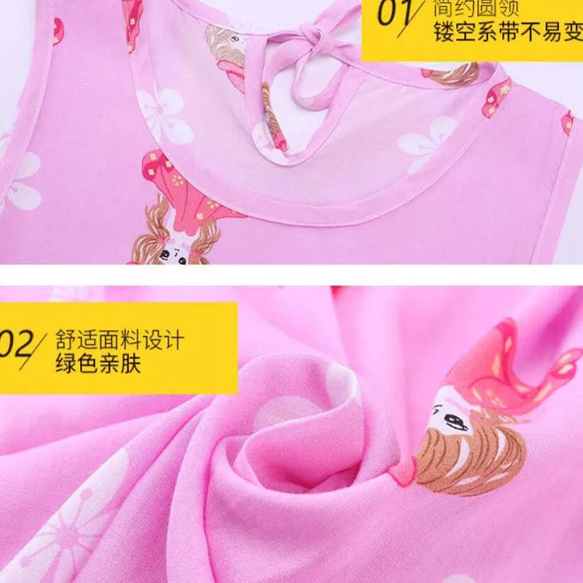 Summer kids clothes girls print cartoon beautiful Knee-Length dresses 2-13T children shirt trousers baby clothing outwear | Детская
