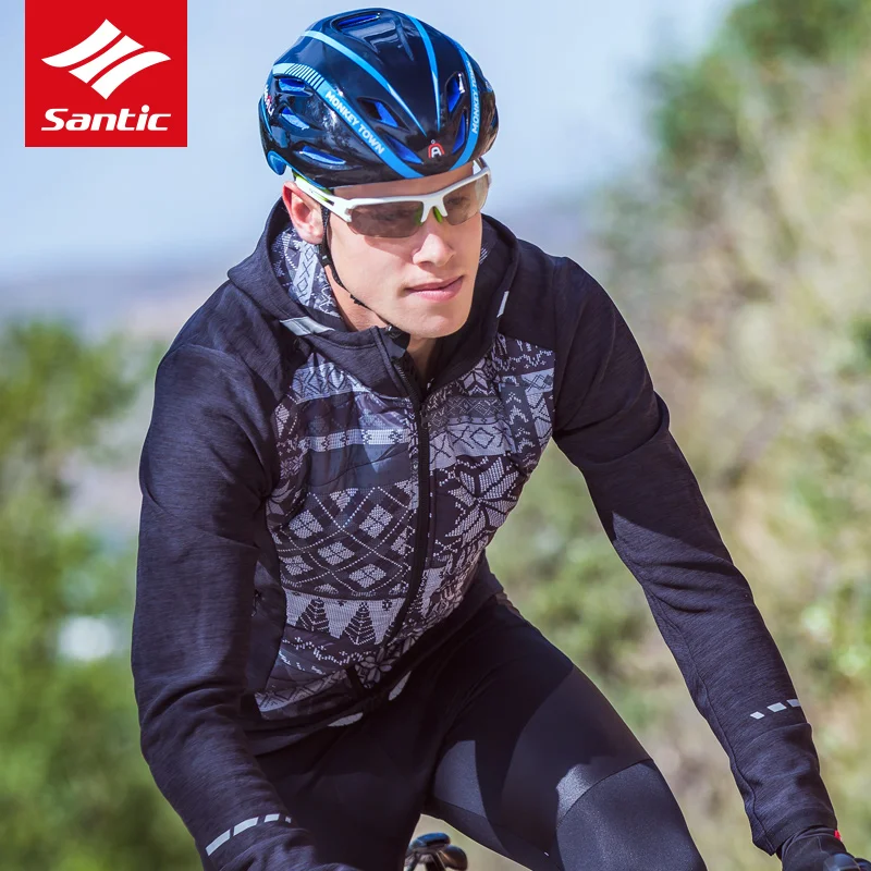 Santic Мужская зимняя хлопковая велосипедная куртка для езды на велосипеде уличные