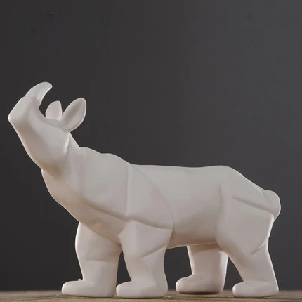 Rhinoceros Нордическая керамика белый слон, носорог ручной работы украшения творческой гостиной рабочего стола дома спальни статуя животного подарки - Цвет: Rhinoceros