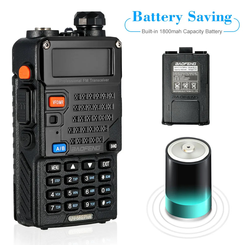 100% Оригинал Baofeng 5RE plus 136 174 mhz 400 520 VHF UHF радиоприемник 128CH 5 W двухстороннее
