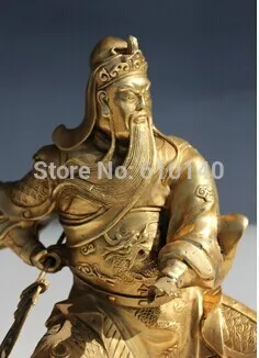 SCY New China beautifully renovated old antique collectibles folk brass statue home decoration Knife on the guan gong | Дом и сад