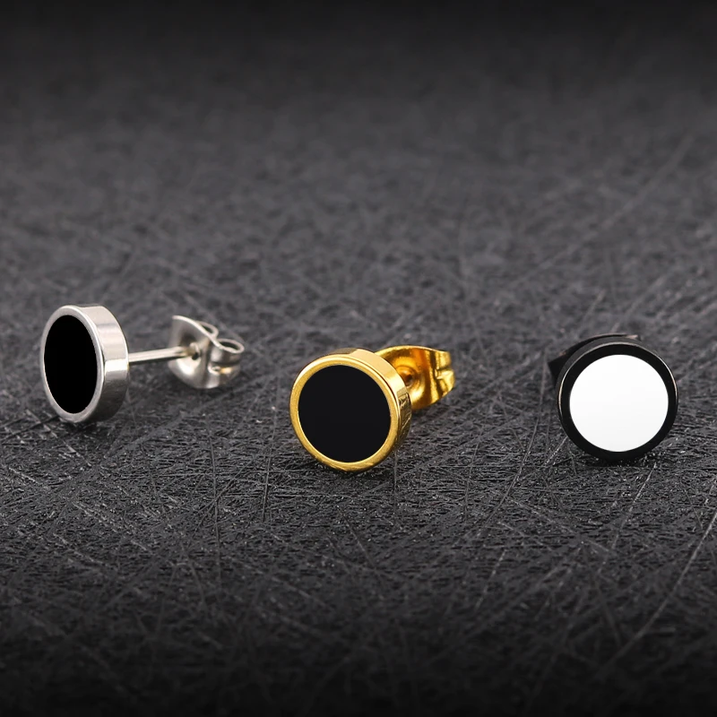 Titanium steel round barbell earrings female cake drop oil ear jewelry | Украшения и аксессуары