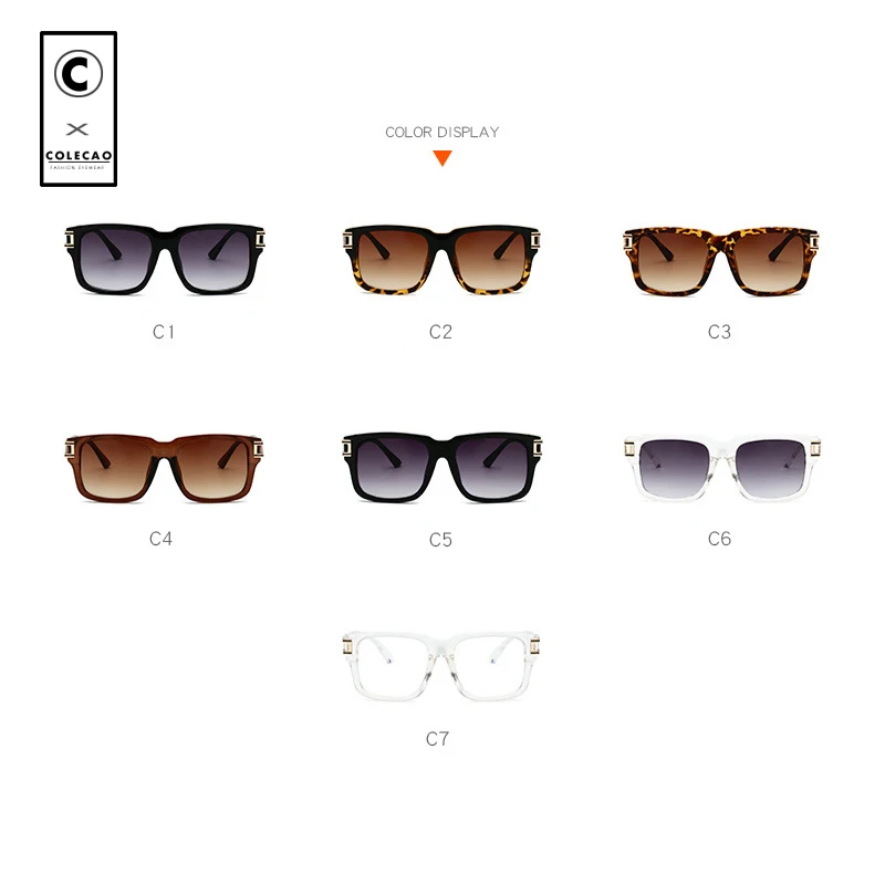 CCOLECAO Мужская Sunglasse квадратный Винтаж Пластик солнцезащитные очки аксессуары для