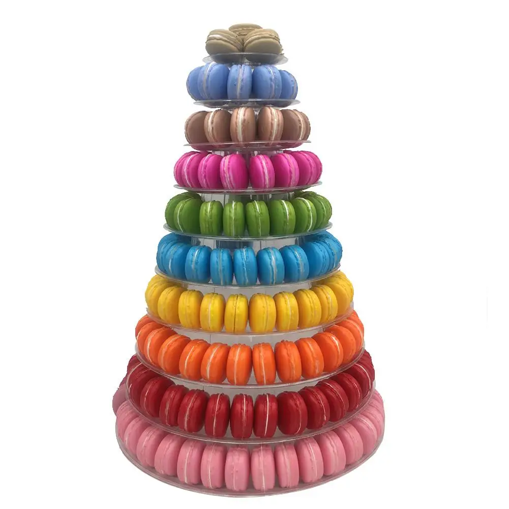 10 ряды раундов пирамида из Макарон подставка для кексов Дисплей стеллаж выставки
