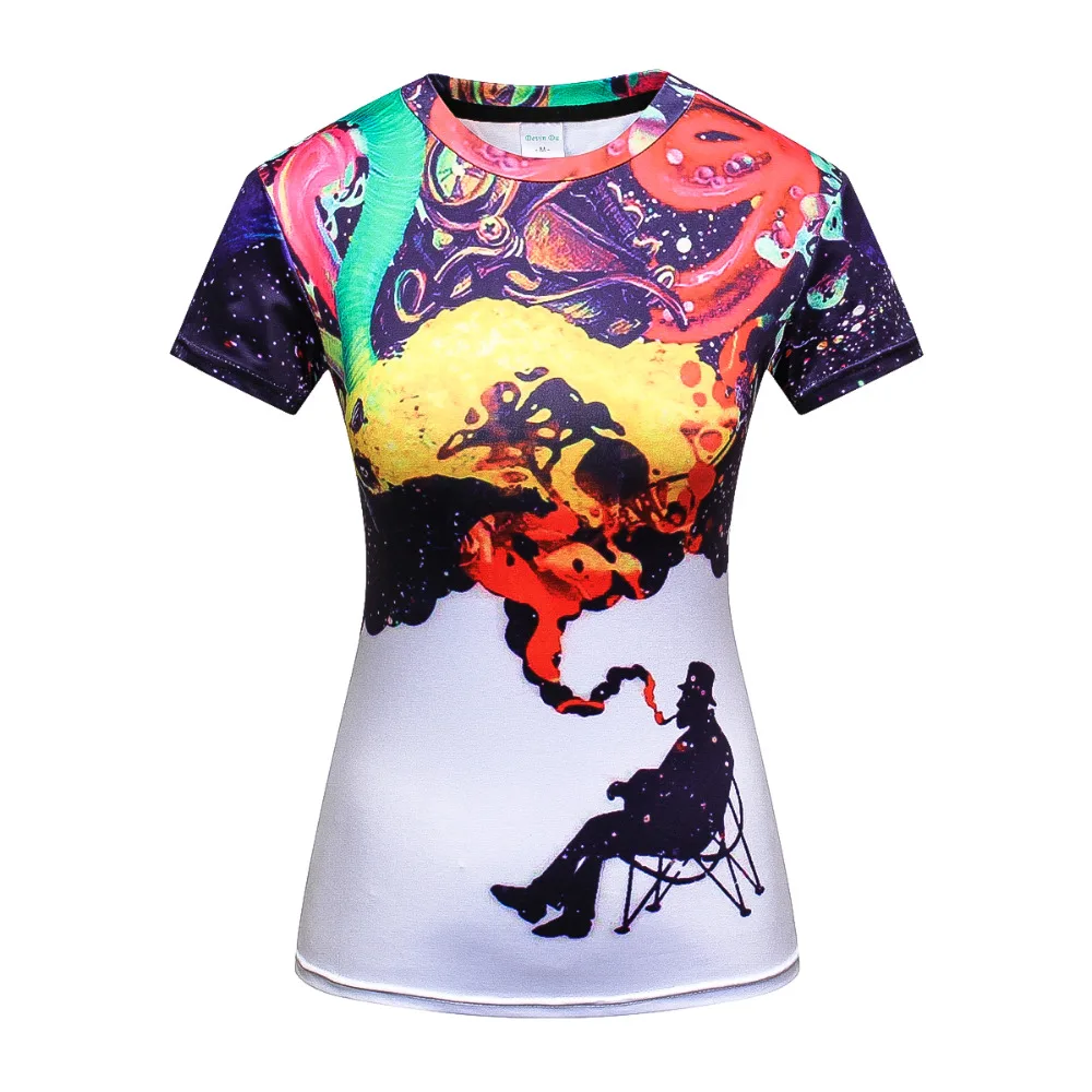 Женская модная футболка с короткими рукавами 3D трехмерным принтом Вечерние елки