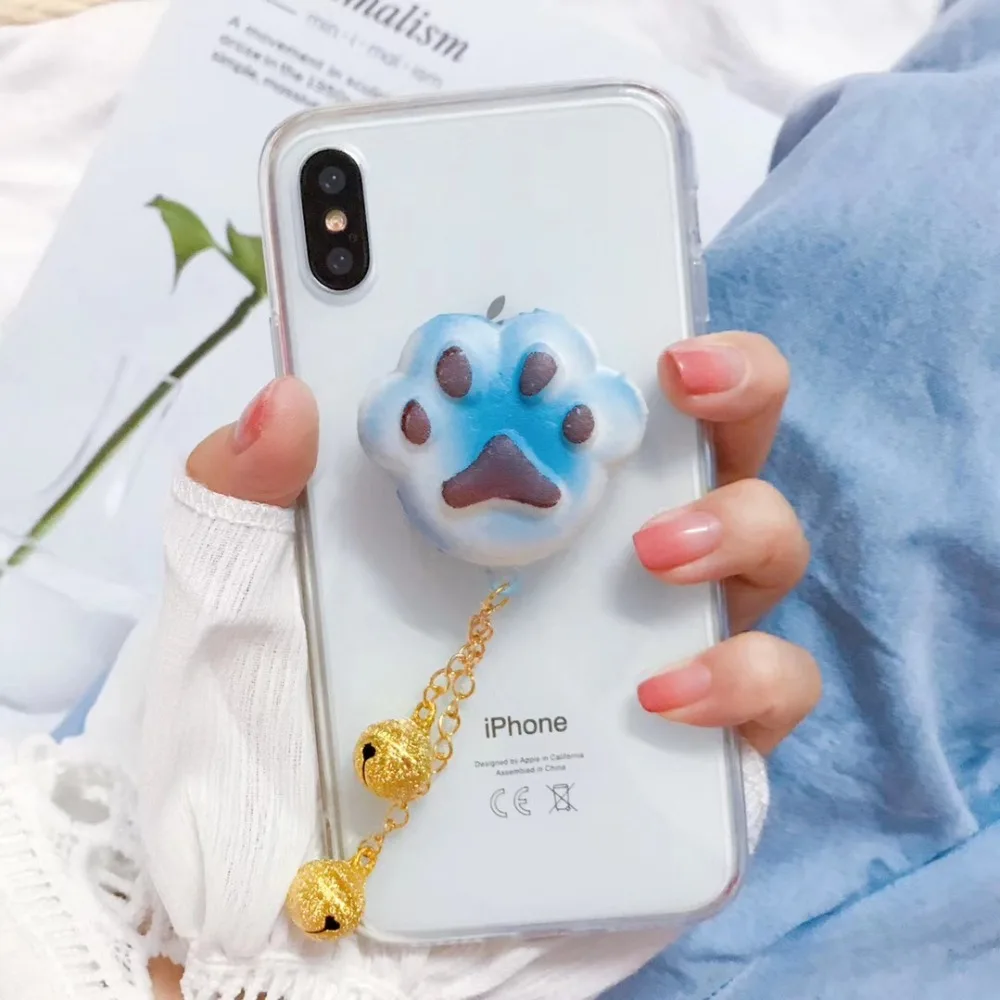 3D кошка лапой мягкими телефон чехол для iPhone X 6 7 8 Plus Clear ТПУ Силиконовый гель