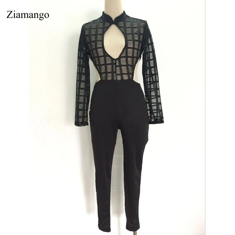 Сексуальные женские Комбинезоны Bodycon Фитнес выдалбливают Combinaison обтягивающие