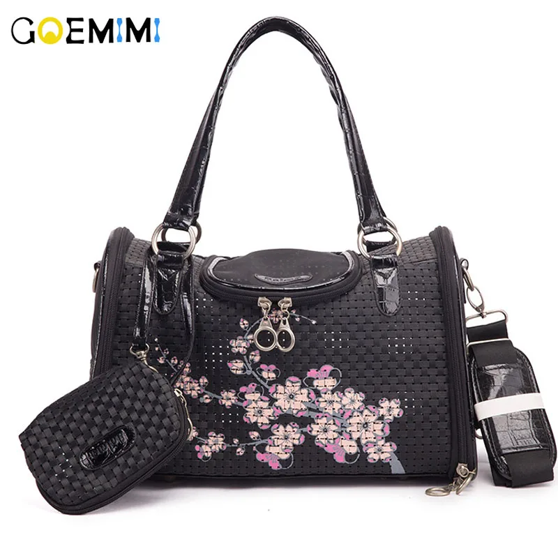 

2018 Brand New Puppy Cat OutDoor Carrier Bag Print Flowers Fashion Design Bag for Small dogs Mesh Breathable Handbags