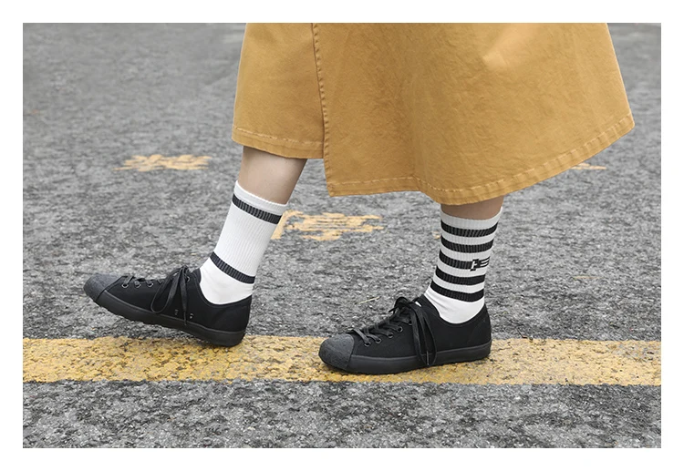 2018 повседневные хлопковые носки для женщин в полоску с буквенным принтом