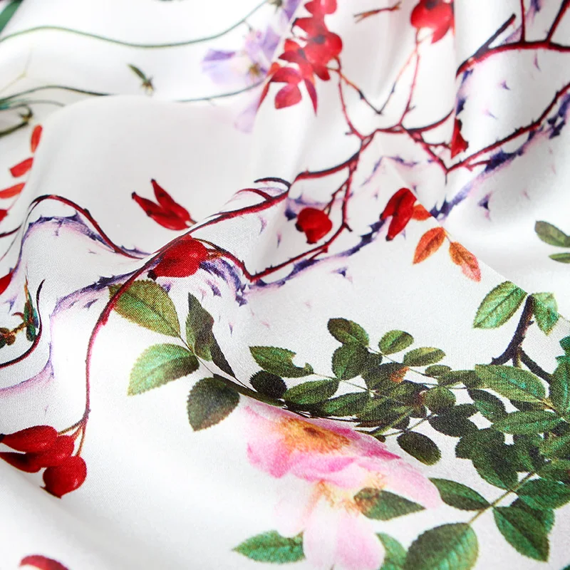 Элегантные мягкие шарфы с цветочным принтом 100% Шелковый атласный шарф женский 53