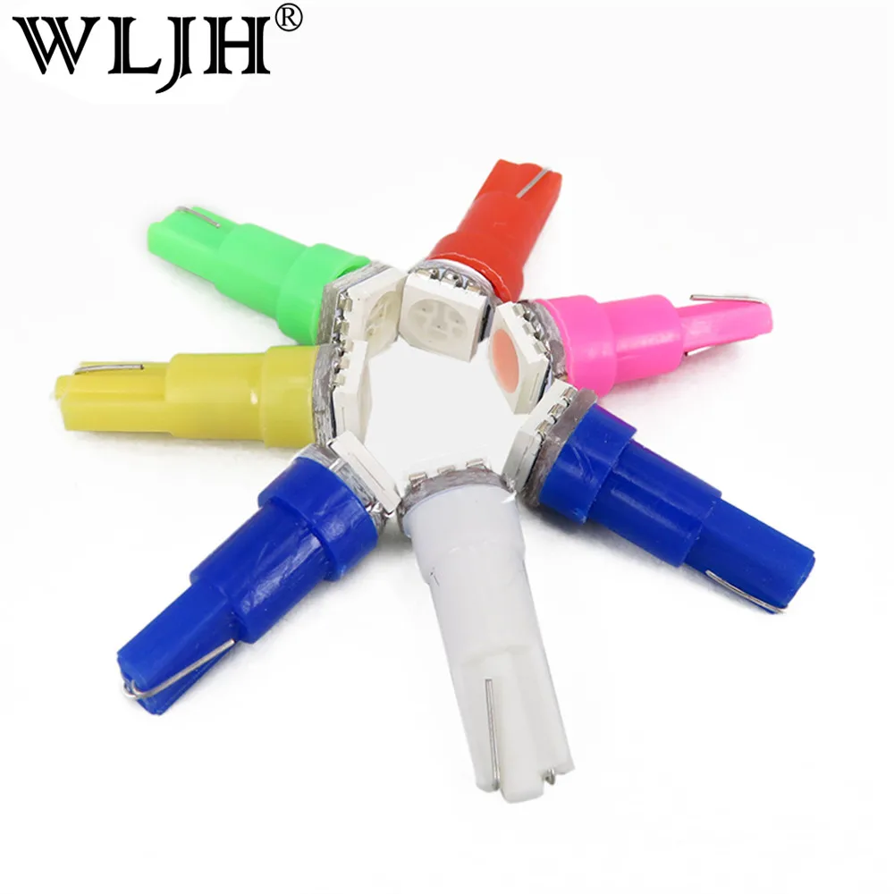 WLJH 25 шт. T5 7 цветов Led W3W W5W Клин светильник лампочка 5050 инструмент SMD 12V автомобиля