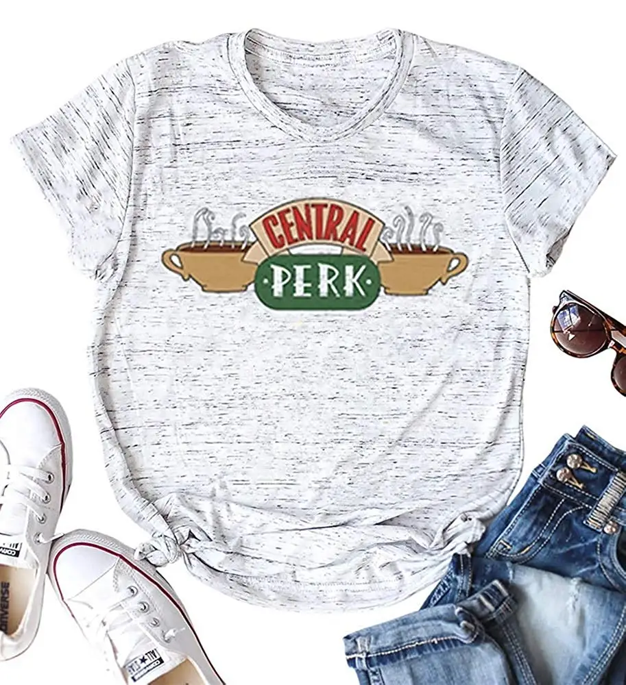 AEURPLT друзья футболка Central perk ТВ Show рубашка милые женские летние легкий Футболки