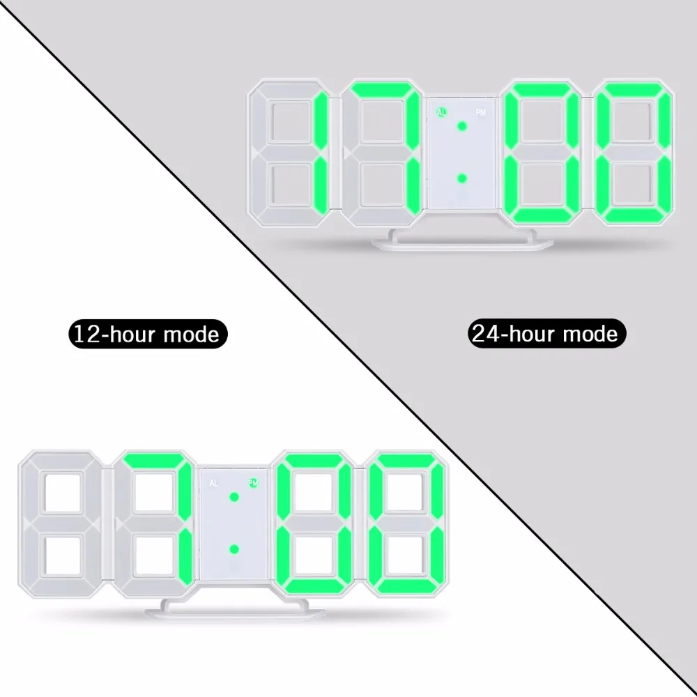 Цифровой большой 3D Будильник Белый светодиодный дисплей цифровые цифры
