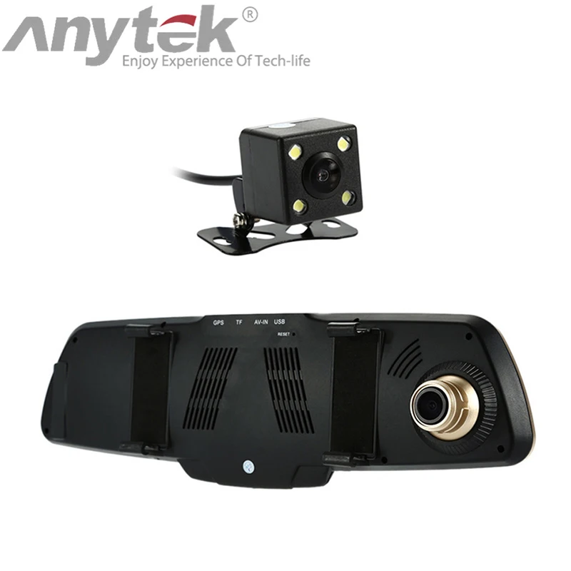 Автомобильный видеорегистратор anytek T6 с двумя объективами 1080P full hd синий