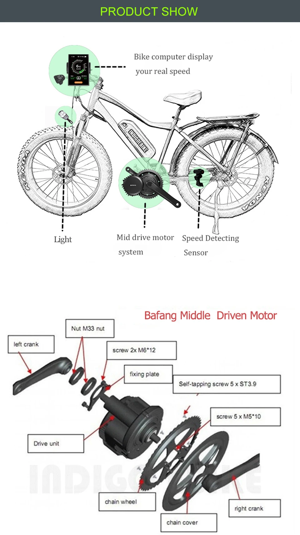 Bafang BBS01B/02B BBSHD двигатель среднего привода электрический велосипед двигатель комплект Электрический мотор для велосипедов DIY Ebike конверсионный комплект