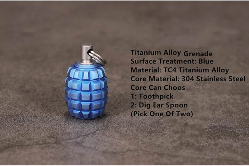 1PC Mini Grenade Shape Titanium Alloy Knife Beads Lanyard Pendant With Toothpick Fingertip Toys Begleri EDC Multi-tool Pendant