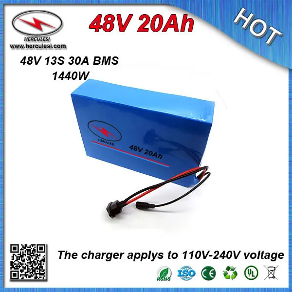Дешевая цена ПВХ cased Электрический электровелосипед аккумулятор 48V 20Ah встроенный