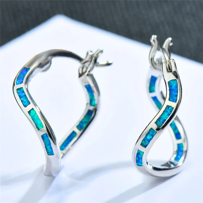 Женские серьги кольца большие в стиле бохо с опаловым покрытием|Серьги-кольца| |