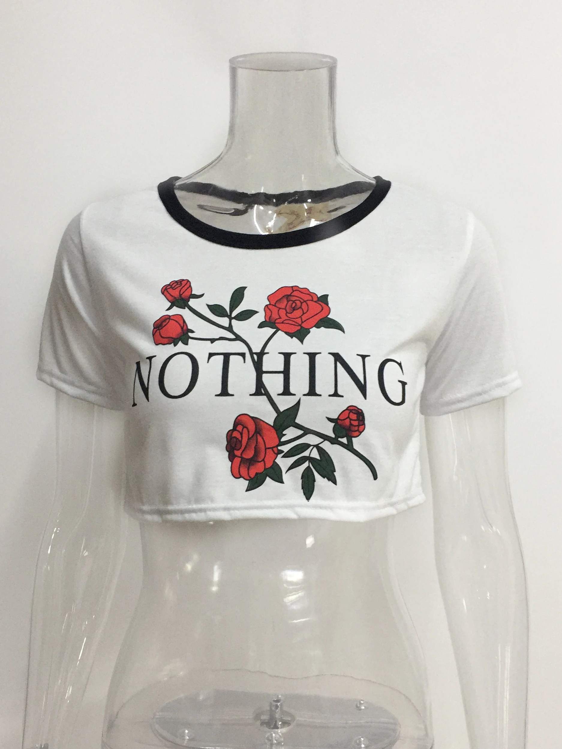 Женский укороченный топ с надписью Nothing Rose футболки коротким рукавом женские
