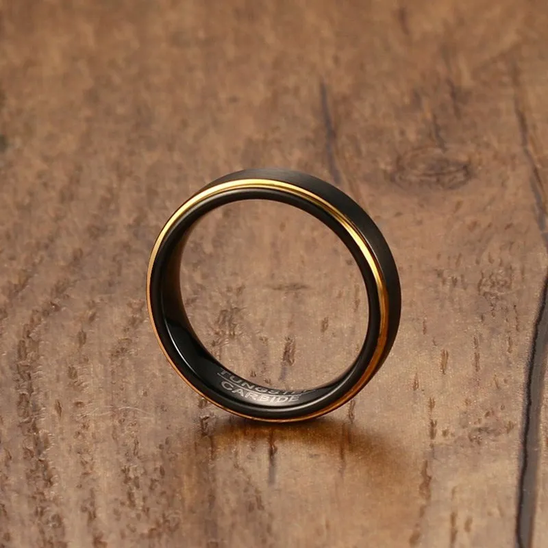 Vnox Black Tungsten Rings for Men 5MM Thin Gold-color Wedding Male Jewelry | Украшения и аксессуары