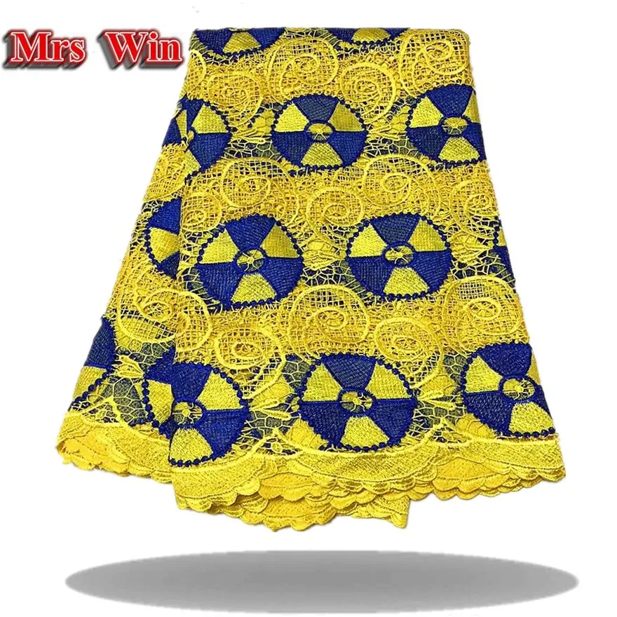 latest african guipure lace royal blue water soluble chemical fabric!high quality cord 5yards/1lot | Дом и сад