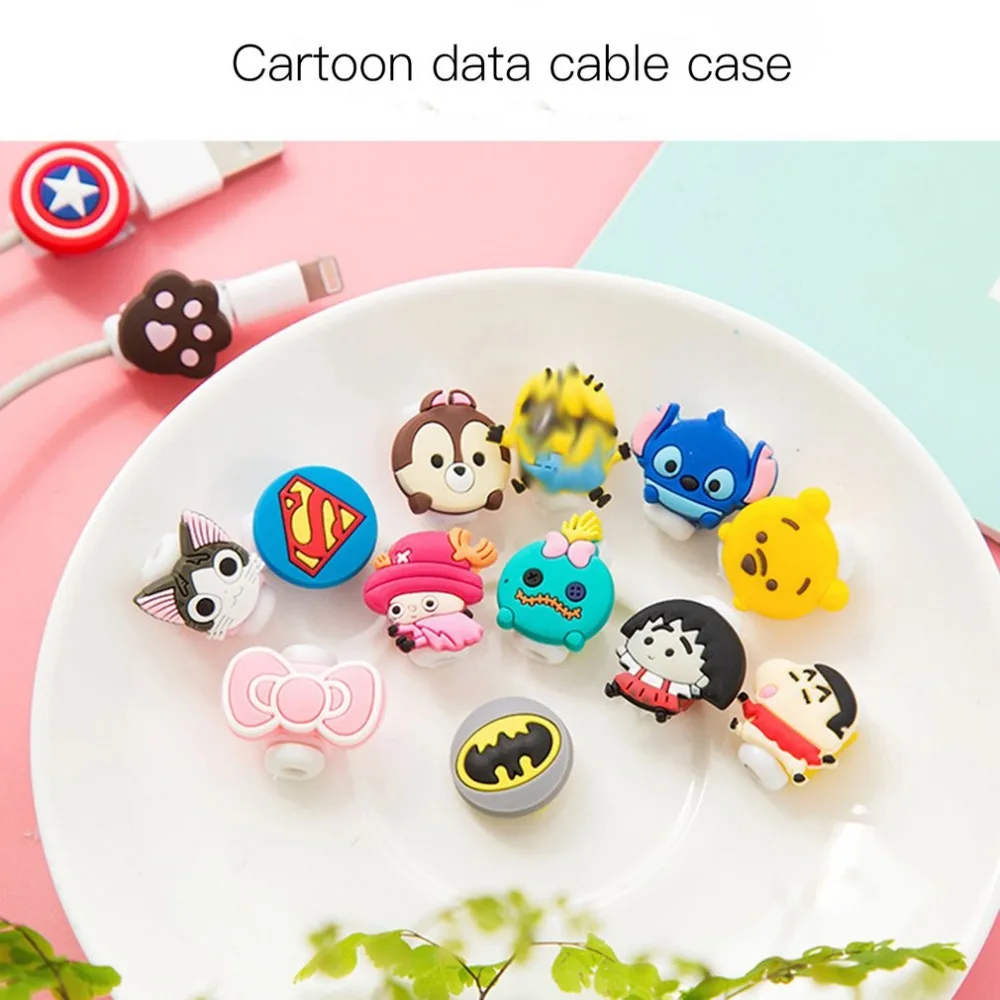 Милый мультфильм USB зарядное устройство для сматывания кабеля защитный чехол для наушников шнур рукав провода крышка линии передачи данных протектор для iphone 7 8 плюс