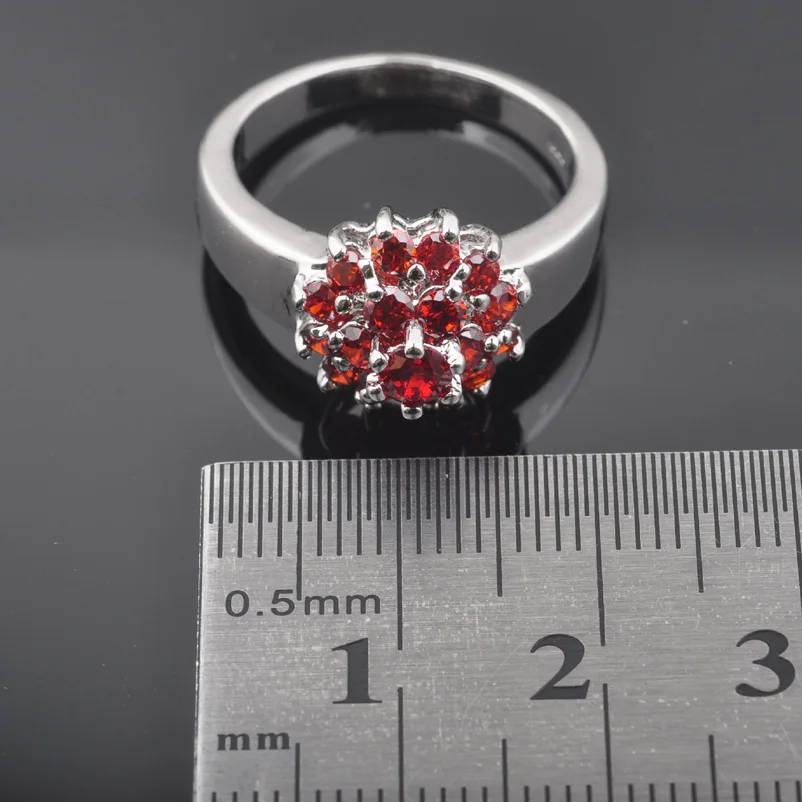 Комплект из колье и серёг с красным цирконием | Украшения аксессуары