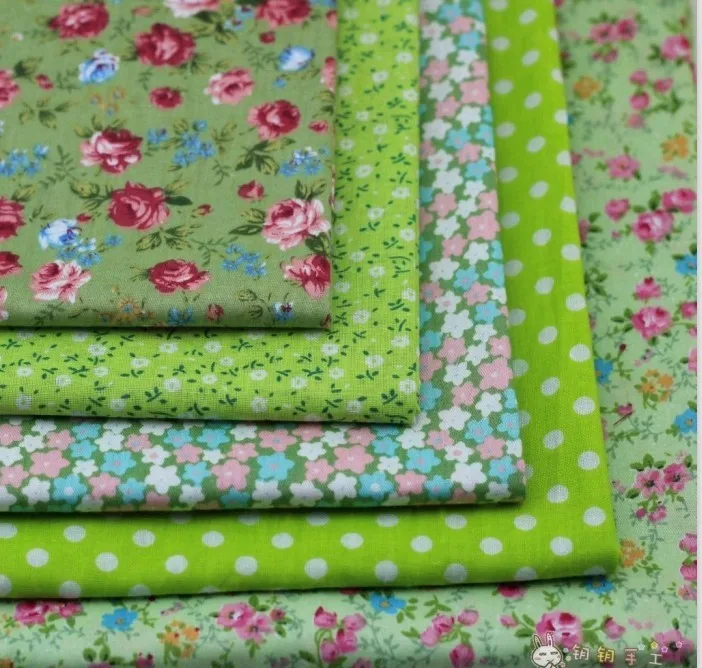

Tilda Floral Green Plain &Twill Cotton Fabric for DIY Patchwork Sewing Wallet Bag Quilting bedding Cloth 45*45cm 9 pcs