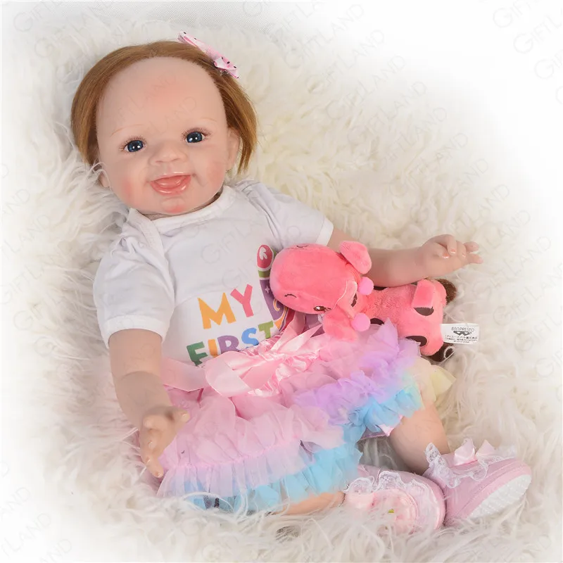 Reborn Baby Doll 22 дюймов Love littleAngel с большой улыбкой ручной работы Детская кукла розовая
