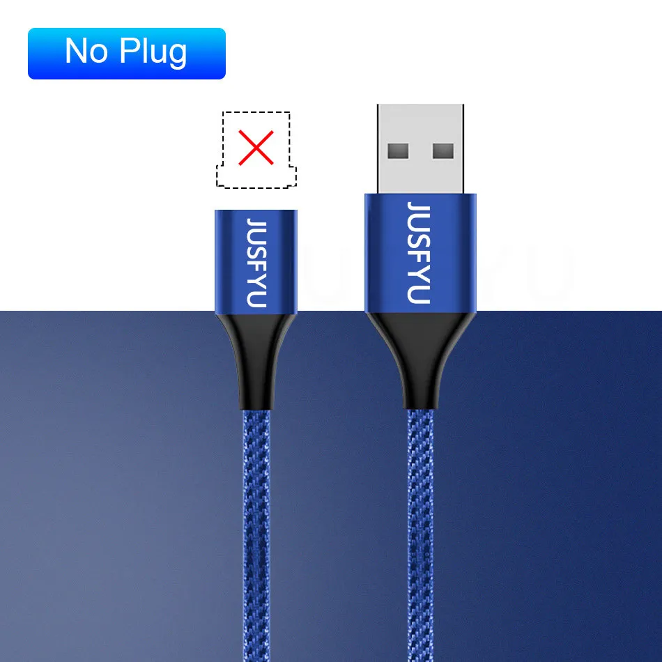 Blue Cable No Plug 1 м/2 м Магнитный Micro USB кабель для iPhone samsung type-c зарядный Магнитный зарядный адаптер usb type C кабели для мобильных телефонов - Цвет: Blue Cable No Plug