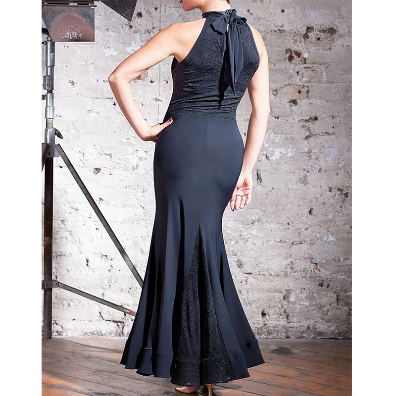 2018 New Sexy Black Professional Ballroom Dress Ladies Waltz Competition Dance Wear Lace Stitching Accept Customize Size | Тематическая