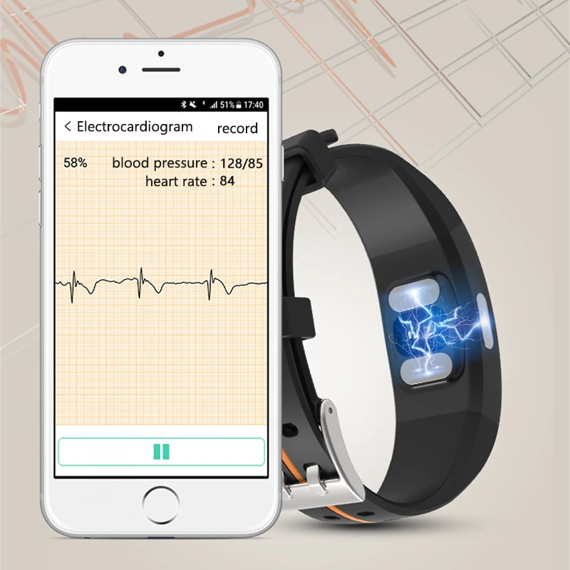 GIAUSA P3 ECG PPG Smart Watch Accurate Blood Pressure Heart Rate Monitor Sport Activity Tracker Smartwatch IP67 for IOS Android |