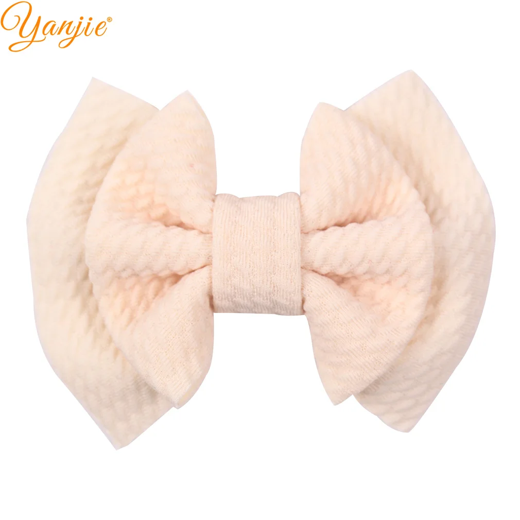 ivory 10 шт./лот 3,5 ''двухслойный вафельный бант для волос для девочек, детская повязка на голову, шикарные заколки для волос, горячая Распродажа, аксессуары для волос DIY - Цвет: ivory