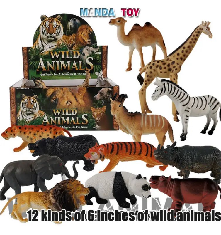 12/шт диких животных модель набор игрушек зоопарк моделирование однотонные
