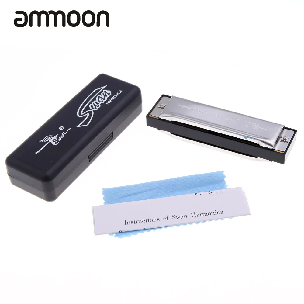 Harmonica Diatonic Blues Арфы рот Органы 10 отверстий гармоника ключ G Reed со Чехол серебро