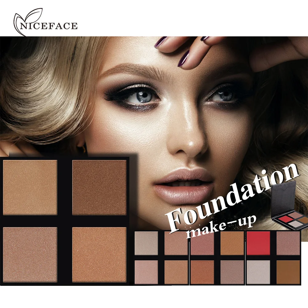 Niceface 4 Colors Concealer Cream Contour Palette Kit Makeup Bronzer Highlighter Powder Trimming Contouring Oil-control Cosmetic | Красота и