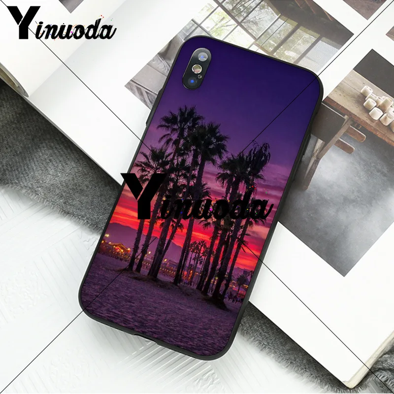 Yinuoda california trees Beach Surf Travel черный резиновый чехол для телефона Apple iPhone 8 7 6 6S Plus X XS MAX 5