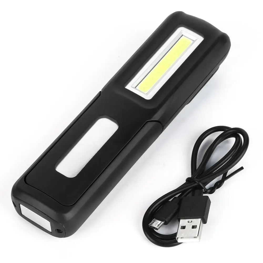 black USB Перезаряжаемый светодиодный COB рабочий свет; мини-фонарик Фонарь подвесной светильник Открытый Кемпинг батарея Емкость дисплей 4 цвета - Испускаемый цвет: black