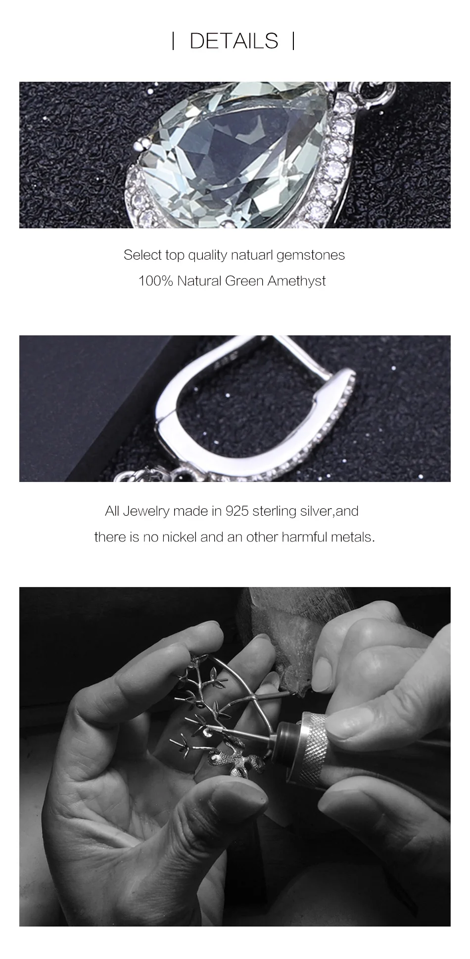 Балетные серьги GEM'S, натуральный зеленый аметист, празиолит, драгоценный камень, висячие серьги, 925 пробы, серебряные серьги, хорошее ювелирное изделие для женщин
